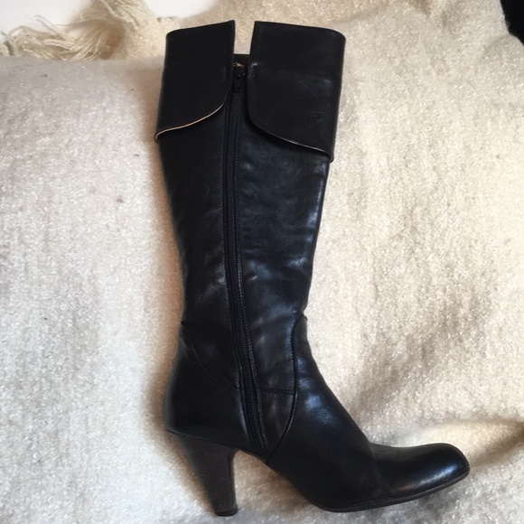 Vera cuoio boots 3 inch heel black leather Sz 8 - Picture 2 of 8